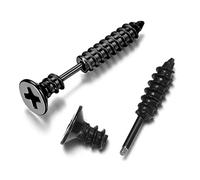 1 par de pendientes de botón de acero inoxidable punk para mujer, pendientes, joyería, negro
