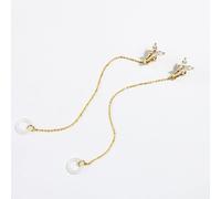 1 par de pendientes de cadena antipérdida para auriculares, modernos clips para las orejas para mujer, elegante correa para sujetar los auriculares