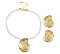 1 Par De Pendientes De Concha, 1 Collar De Concha, Joyería De Estilo Bohemio, Collar De Concha De Aleación, Pendientes Texturizados Estilo Océano, Joyería De Vacaciones En La Playa