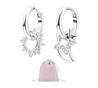 1 Par De Pendientes De Estrella, Luna Y Sol, 1 Bolso Joyero, Pendientes De Sol, Pendientes Colgantes De Luna Y Estrella Para Niña, Pendientes De Sol Y Luna