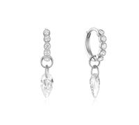 1 par de pendientes de gota de agua de plata de ley con circonita morada, Piedra