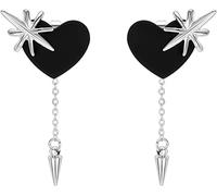 1 par de pendientes de gota Decoración Lustro brillante Atractivos Mujeres Personalidad Pendientes de gota en forma de corazón Pendientes de botónDiseño inteligente