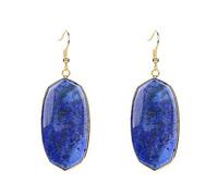 1 par de pendientes de piedra de lapislázuli de cristal rosa labradorita ovalada larga Natural Color oro amarillo claro, lapislázuli