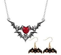 1 Par De Pendientes En Forma De Murciélago Y 1 Collar De Amor De Murciélago, Joyería Retro Personalizada, Joyería Gótica, Accesorios De Vestir