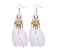 1 par de pendientes largos de plumas de imitación para mujer, con diseño de aleación, para uso diario, pequeños aros finos, talla única, Zinc, Sin piedra preciosa