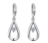 1 par de pendientes para mujer, clip de plata, gota de agua, diamante, colgante de oreja, cuelgan para mujer, pendientes de joyería, accesorios de San Valentín, regalo de Navidad. Operación fácil