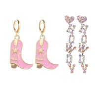 1 par de pendientes para niña, 1 par de llaveros de botas de vaquero, pendientes divertidos, pendientes largos, accesorios de ropa de mezclilla, talla única, Acrílico