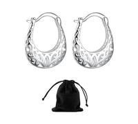 1 Par de Pendientes Redondos Huecos Con Bolsa de Almacenamiento - Aros en Espiral, Trenzados, Hipoalergénicos de Plata