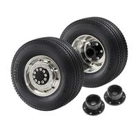 1 par de piezas de repuesto de rueda delantera de metal para rueda de goma RC para Tamiya 1/14 Tractor Trailer Truck RC Car