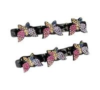 1 par de pinzas de pelo de resina multiusos para flequillo y recogidos con diamantes de imitación adornados de doble capa antideslizante, diseño de pinza de pelo de resina con diamantes de imitación