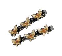 1 par de pinzas de pelo de resina multiusos para flequillo y recogidos con diamantes de imitación adornados de doble capa antideslizante, diseño de pinza de pelo de resina con diamantes de imitación