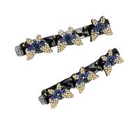 1 par de pinzas de pelo de resina multiusos para flequillo y recogidos con diamantes de imitación adornados de doble capa antideslizante, diseño de pinza de pelo de resina con diamantes de imitación