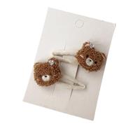 1 par de pinzas para el pelo para niños pequeños, elásticas, sujeción segura, suave, para recién nacidos hasta 24 meses, decoración segura para el cabello, clip de oso de dibujos animados, Brown Bear