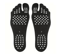 1 par de plantillas desechables para pies de playa, extraíbles, autoadhesivas, portátiles, invisibles, aislantes (color negro, L (40-43))