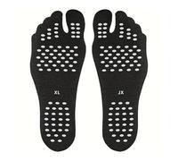 1 par de plantillas desechables para pies de playa, extraíbles, autoadhesivas, portátiles, invisibles, aislantes (color negro, XL (44-47))