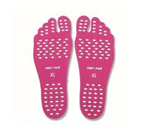 1 par de plantillas desechables para pies de playa, extraíbles, autoadhesivas, portátiles, invisibles, aislantes (rosa, XL (44-47))