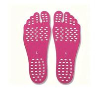 1 par de plantillas desechables para pies de playa, extraíbles, autoadhesivas, portátiles, invisibles, aislantes (color rosa, L (40-43))