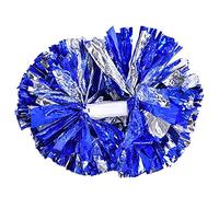 1 par de pompones de animadora, pompones de pompones de competici¨®n de deportes escolares de fiesta de baile de mano(Silver+Blue)