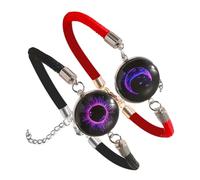 1 par de pulseras brillantes para parejas, pulsera ajustable de cuero trenzado, pulsera de cuerda para citas, noches y fiestas