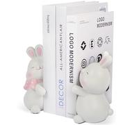 1 par de sujetalibros Decorativos, Bonitos sujetalibros de Resina de Conejo de 6, 5x4, 3x3, 2 Pulgadas para Libros Infantiles, Bonitos con Base Antideslizante para decoración de habita