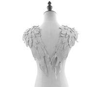 1 par Durability Angel Wing Patch Coser Elegante Ropa Para Vestido De Novia Decoración Volver Accesorios De Encaje De Múltiples Capas