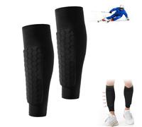 1 Par Espinilleras con Almohadilla Larga Panal, Espinilleras Calcetines Manga Elásticas, Transpirables, para Hombres, Mujeres y Jóvenes, para Fútbol, Baloncesto, Esquí, Escalada, Ciclismo (Negro)