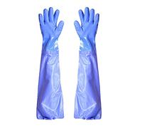 1 par Guantes Largos de PVC Largo de Duradero Impermeable Guantes Guantes de Trabajo PVC con Forro de Algodón Resist Strong Acid y Alkali para Jardín Pesca Resistente Operación (67cm Azul)