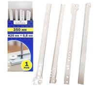 1 Par Guias Correderas para Cajones 350 mm H20 mm x 0,8 mm - Blancas Rieles para Cajones Tienen una Extensión Parcial de 283 mm - Garantía de 10 Años - MONTERAL