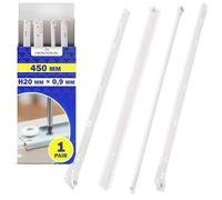 1 Par Guias Correderas para Cajones 450 mm H 20 x 0,9 mm - Blancas Rieles para Cajones Tienen una Extensión Parcial de 363 mm - Garantía de 10 Años - MONTERAL