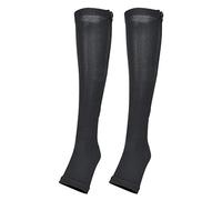 1 Par Medias Compresión, Médicos Con Cremallera Calcetines Hasta Mallas Delgadas Calcetines Elásticos Punta Abierta Soporte Para Rodilla Unisex(L/XL-L / XL negro)