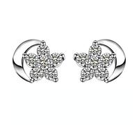 1 par moda femenina luna estrella pendientes de diamantes estrella pequeño y lindo estilo bonito regalo decoración perfecta regalo de amor creativo y útil bien tratado.