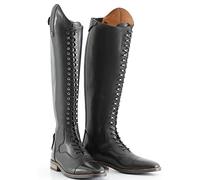 1 Par Mujeres Botas Ecuestres, Retro Moda PU Cuero Bota De Caballero, Al Aire Libre De Eje Largo De Encaje Hasta Botas De Montar Para Las Señoras,Negro,39