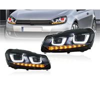1 Par para VW para Golf 6 2010 2011 2012 2013 2014 Conjunto Faros Delanteros Coche Lámpara Ajuste Luz Circulación Diurna Lente Proyector Bi Xenon Coche Faro Principal Montaje(RHD with Demon Eye)