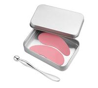 1 Par Parches para Ojos Reutilizables, Silicona Máscara Debajo de Los Ojos Líneas Finas y Arrugas Regordetas con Aplicador de Crema para Ojos de Metal y Estuche de Lata (Rosa)