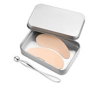 1 Par Parches para Ojos Reutilizables, Silicona Máscara Debajo de Los Ojos Líneas Finas y Arrugas Regordetas con Aplicador de Crema para Ojos de Metal y Estuche de Lata (De Color Crema)