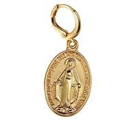 1 Par Pendientes Vintage para Mujeres Clip de Oreja de Creativo Pendientes Dangle de Santa María Accesorio Religioso