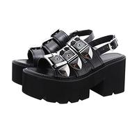 1 Par Sandalias Con Plataforma y Puntera Abierta Sandalias Negras Tacones Para Mujer Gótico Sandalias Para Mujer Tacones Altos Para Mujer Playa Perder Cuero Artificial Superior: Pu