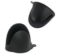1 Par Silicona Mini Manoplas Horno, Guantes de Horno de Silicona Gruesa para Freidora de Aire, Antideslizantes, Impermeables, Guantes Resistentes al Calor, para Cocinar, Hornear y Asar, Negro