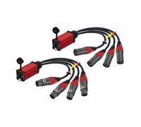 1 par STP RJ45 Cat5/6 a 4 canales XLR extensor de red múltiple de 3 pines for Audio de escenario en vivo, sonido, iluminación, estudio de grabación(D1001-Black-Red,0.5M)