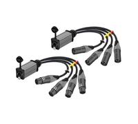 1 par STP RJ45 Cat5/6 a 4 canales XLR extensor de red múltiple de 3 pines for Audio de escenario en vivo, sonido, iluminación, estudio de grabación(D1001-Black-Grey,0.5M)