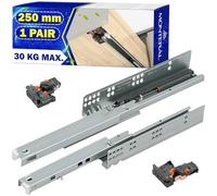 1 Par Telescópicas Guias Correderas para Cajones 250 mm con Extensión Total de 224 mm - Rieles para Cajones con avec Mécanisme de Fermeture Automatique et Fonction de Fermeture Silencieuse - MONTERAL