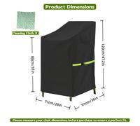 1 para silla de patio exterior, tamaño universal compatible con varios estilos de sillas apilables, a prueba de polvo. de tela Oxford duradera resistente a la presión
