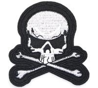 1 parche bordado de calavera y huesos cruzados para planchar o coser, emblema de tela de bandera pirata, emblema Jolly Roger para camiseta, ropa, equipo táctico