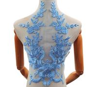 1 parche bordado de flores, parches bordados, parches decorativos para coser, accesorios para vestido de novia, encaje de tul para costura, bordado para vestidos, ropa, 30 cm x 45 cm, azul claro