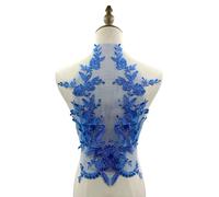 1 parche bordado de flores, parches bordados, parches decorativos para coser, accesorios para vestido de novia, encaje de tul para costura, bordado para vestidos, ropa, 30 cm x 45 cm, azul