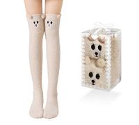 1 Pares Calcetines de Rodilla, Calcetines Hasta la Rodilla para Mujer, Largos Altos de Mujer, Hasta el Muslo, Con caja de regalo transparente, Talla única(Gris2)