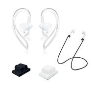 1 pares de auriculares inalámbricos de silicona suave con ganchos anticaídas para evitar que los auriculares se caigan y 2 organizadores de auriculares y 1 juego de cables antipérdida
