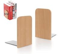 1 Pares Extremos de Libros, Sujetalibros Madera, Sujeta Libros, Sujetalibros Antideslizante, Sujeta Libros de Metálicos, para Hogar, Oficina, Escuela, Biblioteca(Cabeza Cuadrada, Grande)