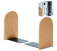 1 Pares Extremos de Libros, Sujetalibros Madera, Sujeta Libros, Sujetalibros Antideslizante, Sujeta Libros de Metálicos, para Hogar, Oficina, Escuela, Biblioteca(Cabeza Redonda, Grande)