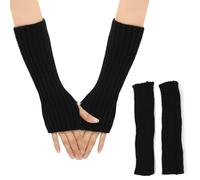1 Pares Mitones Mujer, para Correr, Muñeca Larga Guantes de Mitad Sin Dedos